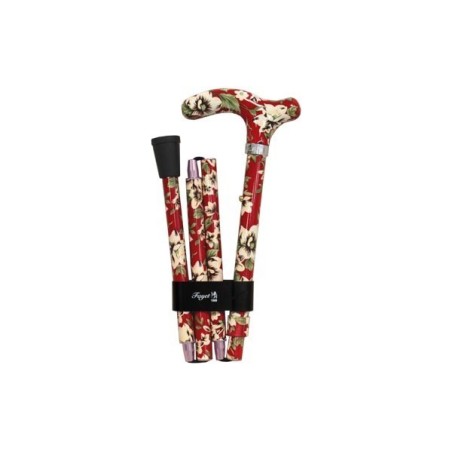Canne de marche pliante FAYET - Rouge et motif fleurs Canne de marche pliante FAYET - Rouge et motif fleurs