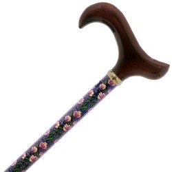 Canne de marche FAYET - Crochet Bois et bâton motif fleur