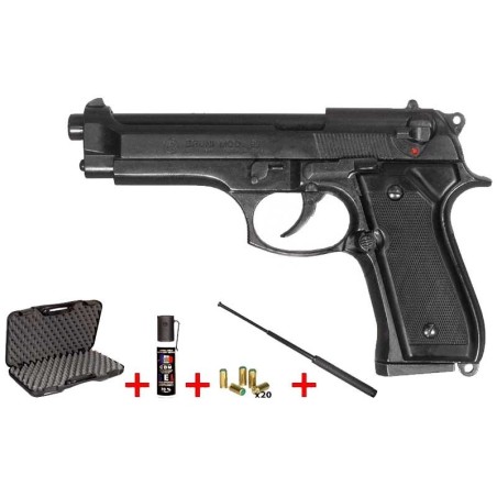 Revolver d alarme BRUNI Mod. 92 noir Cal. 9mm + Kit défense